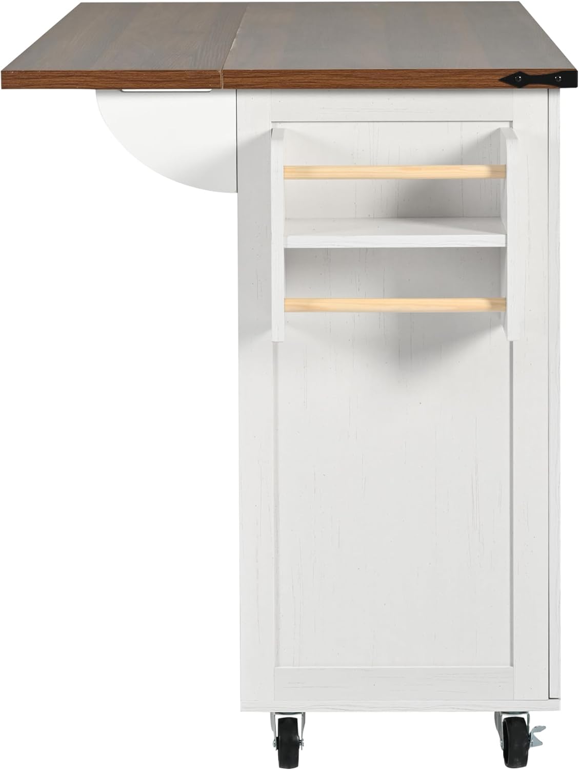 KUAKE Kitchen Island, Serving Trolley with Extendable Worktop, Kitchen Cabinet, Kitchen Trolley, Dining Trolley with Wood Grain, Dining Trolley with Two Doors and Three Drawers (White-2)