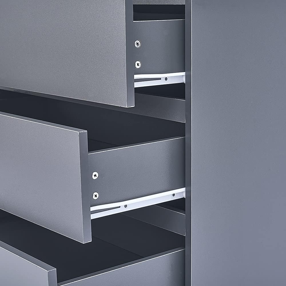 Panana Wooden 3/4/5/6 Chest Of Drawers with Metal Runner Modern Bedroom Bedside Storage Cabinet Unit for Hallway Living Room (Gray, 4 Drawer Chest)
