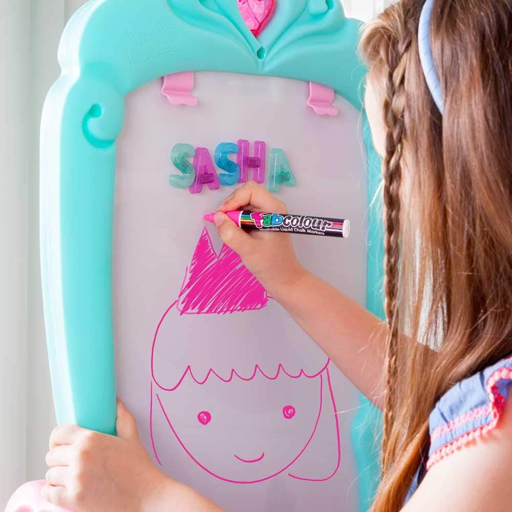 Crayola FAB STUDIO Kids Table and Chair Set – 3-in-1 Kids Vanity Table with Magnetic Dry Erase Board, Mirror – Girls Vanity Includes Accessories Ideal for Role Playing, Imaginative Play