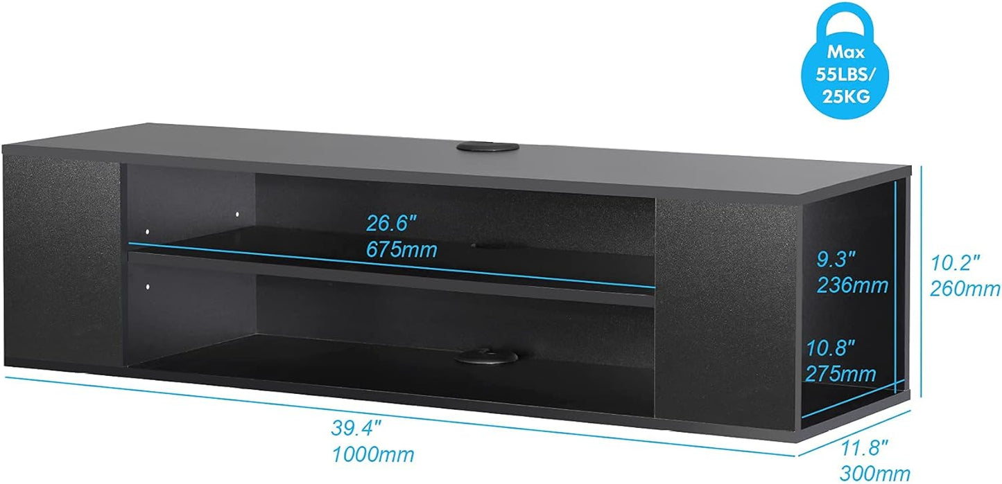 Fitueyes floating tv unit cabinet, wall mounted tv shelf with 4 storages for living room, entertainment center