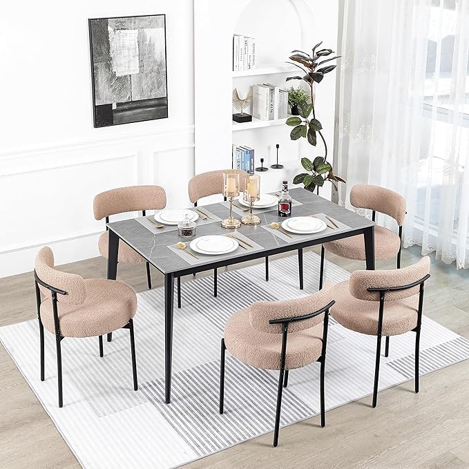 Generic Dining Share and Share for Kitchen Dining Room, Aflastred with all dining share and black legs, Curved with a modern dining chair, Side Share