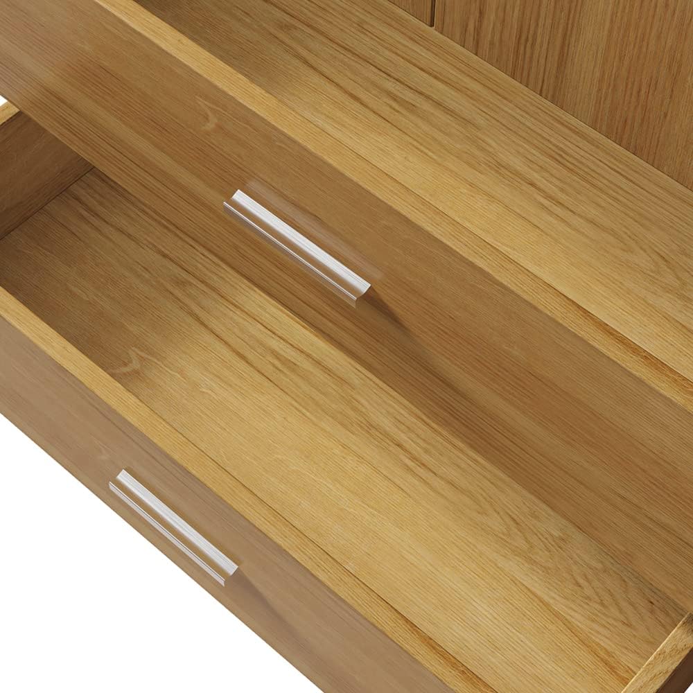 Panana 2 Door 2 Drawer Wardrobe with Hanging Rail Wooden Clothes Storage Cupboards Unit for Bedroom Furniture 76.8 * 50 * 180cm (Oak Effect), Beige