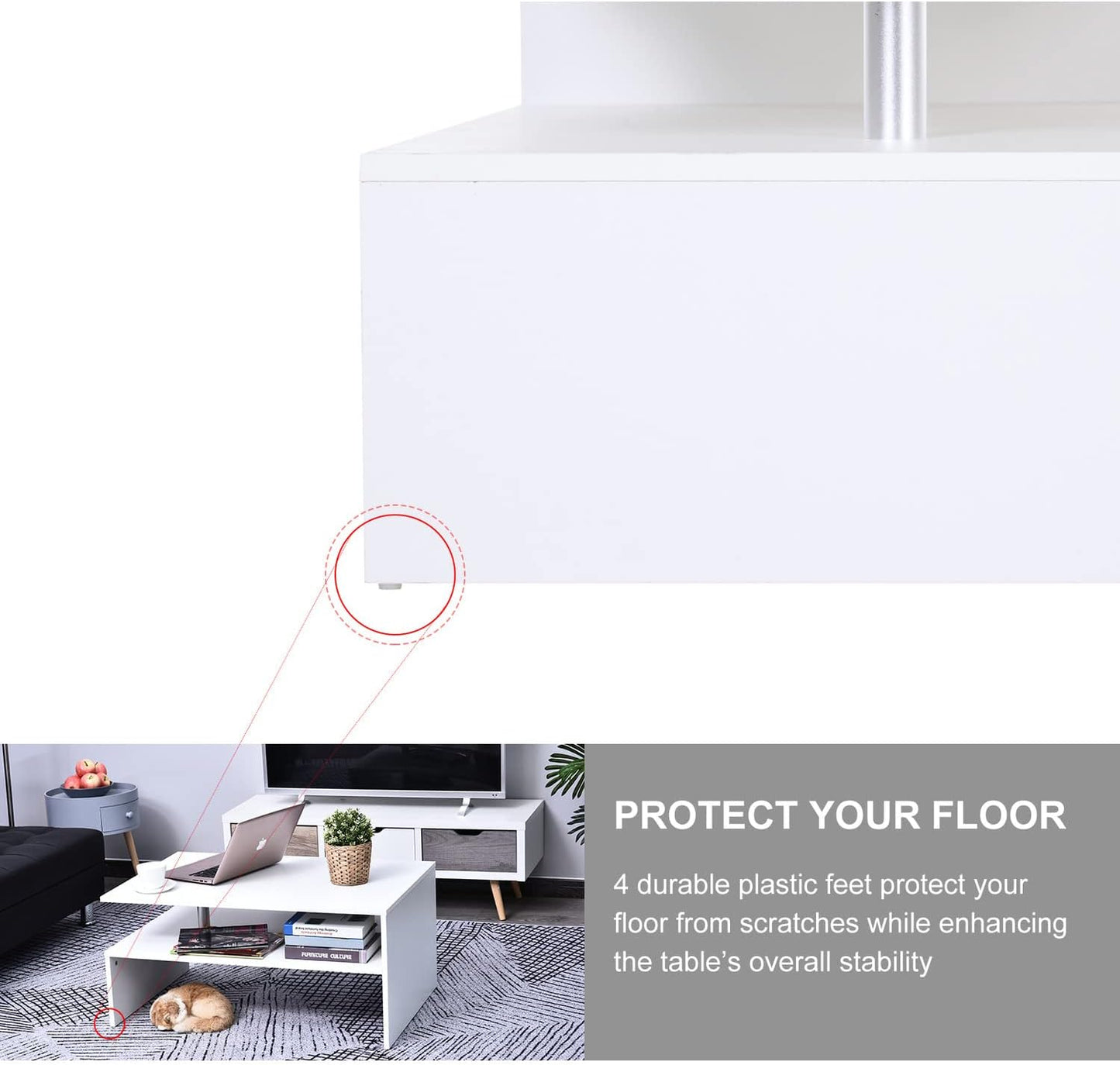 Home gallery 2 tier coffee table with open shelf - white,X-Large,H00487