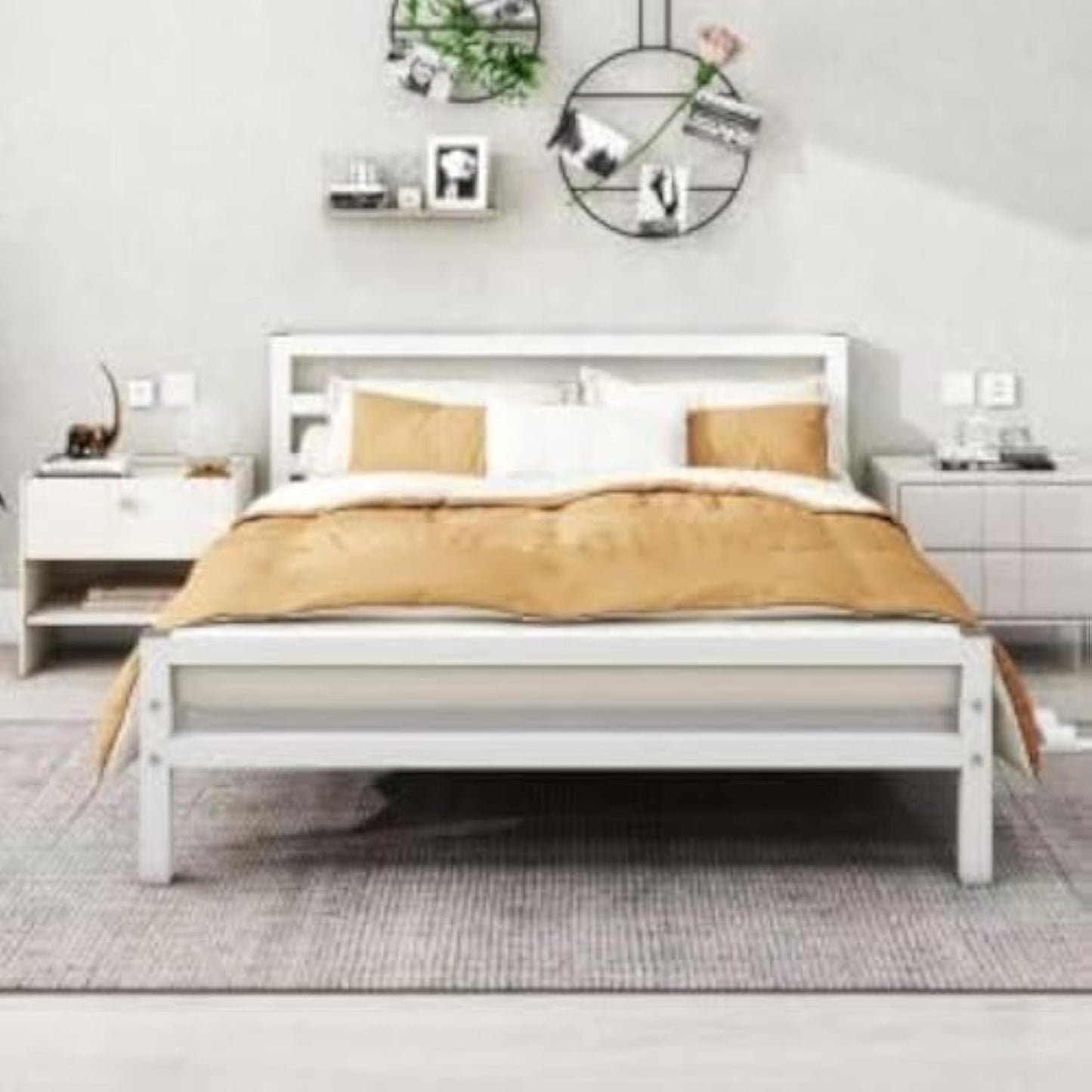 Bed 160cm - White - Metal