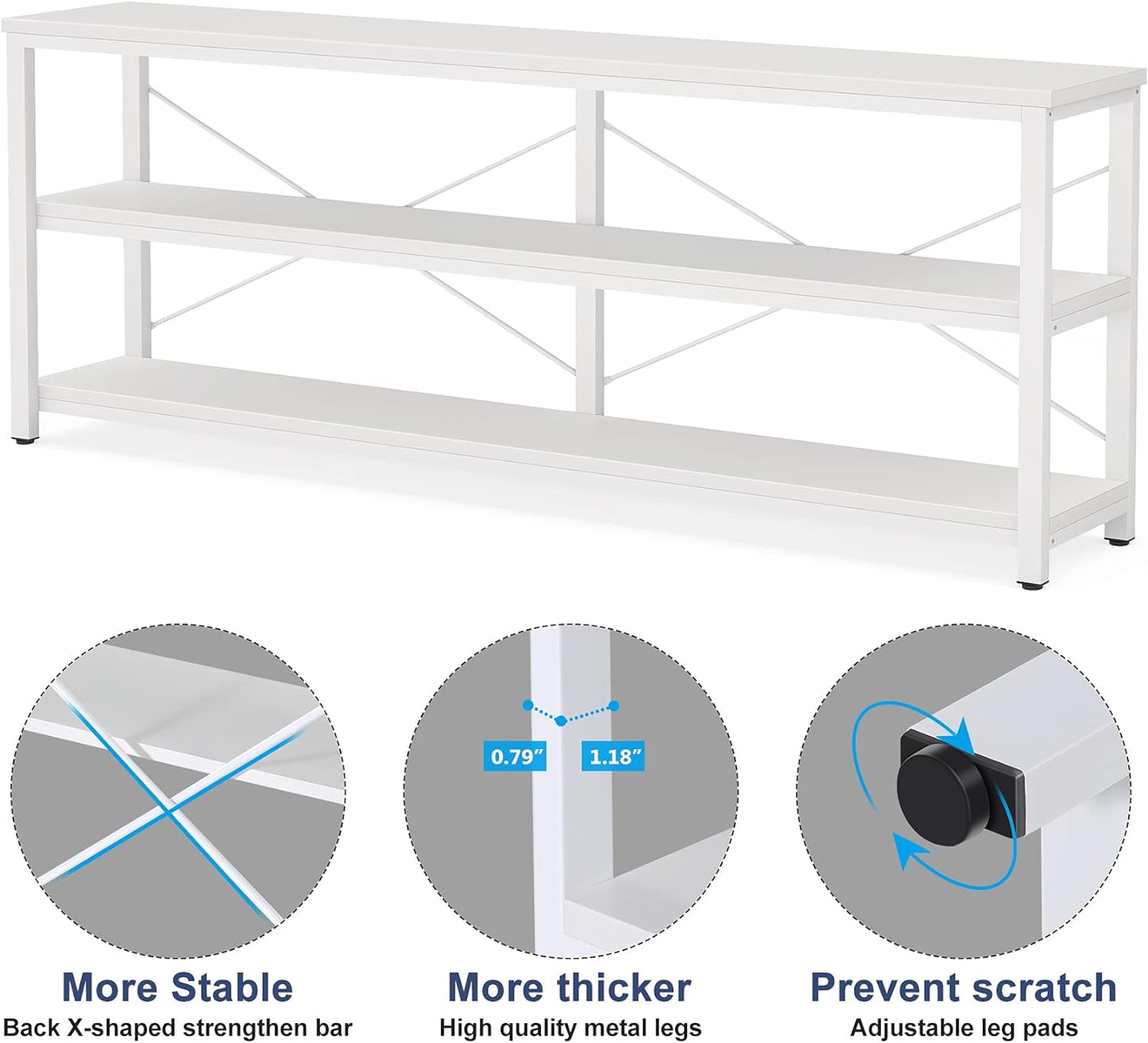 Tribesigns 71" Sofa Tables,Extra Long Couch Table, Narrow Long Console Table, Entryway Table,Sofa Table with 3 Tiers Storage Shelves