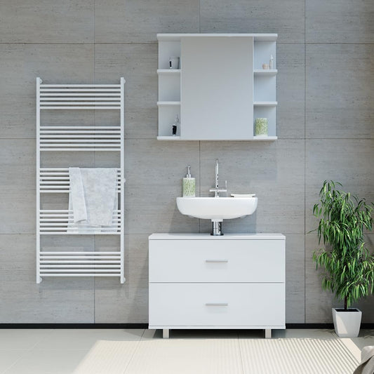 FurniFlex Ilias Vanity Unit Cabinet, 80 cm x 60.8 cm Size, White