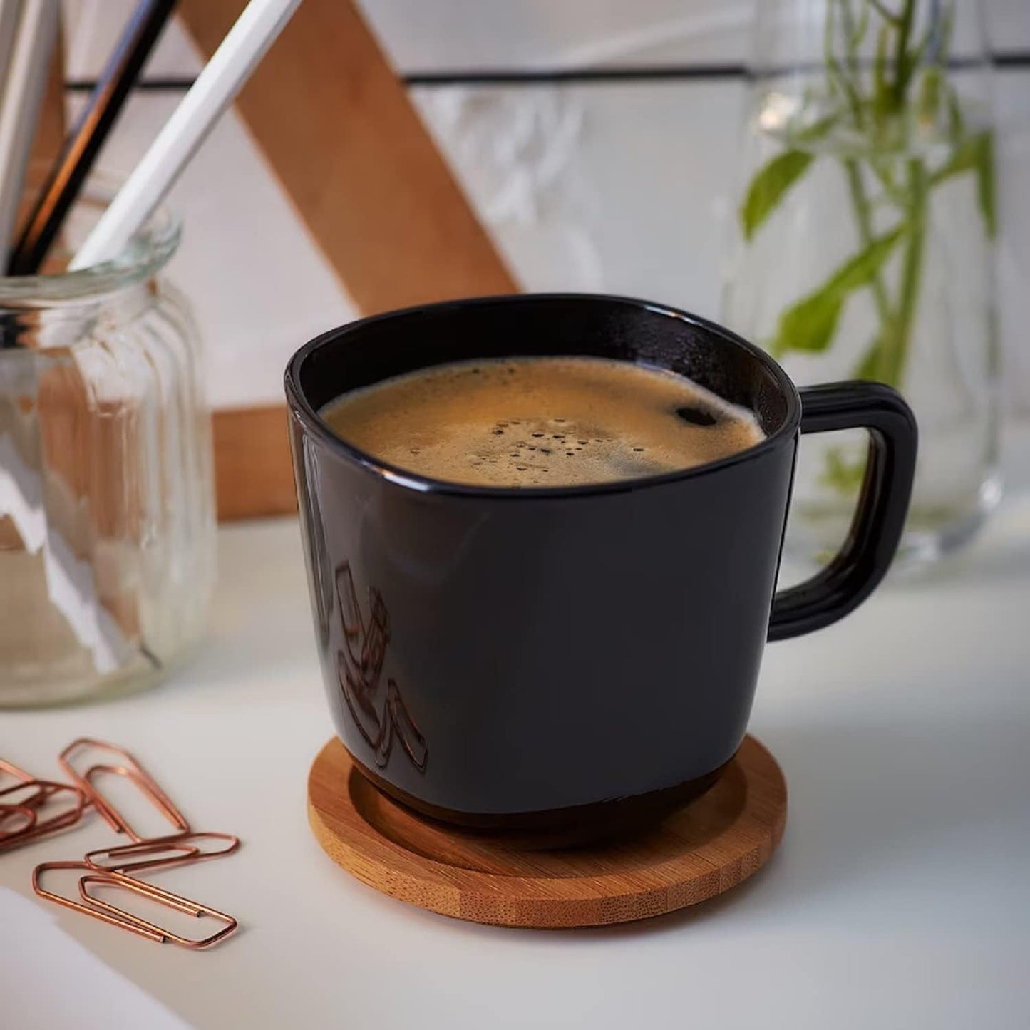 IKEA Little Loved Corner BACKIG Glass Coffee Mug, Black - 370 ml