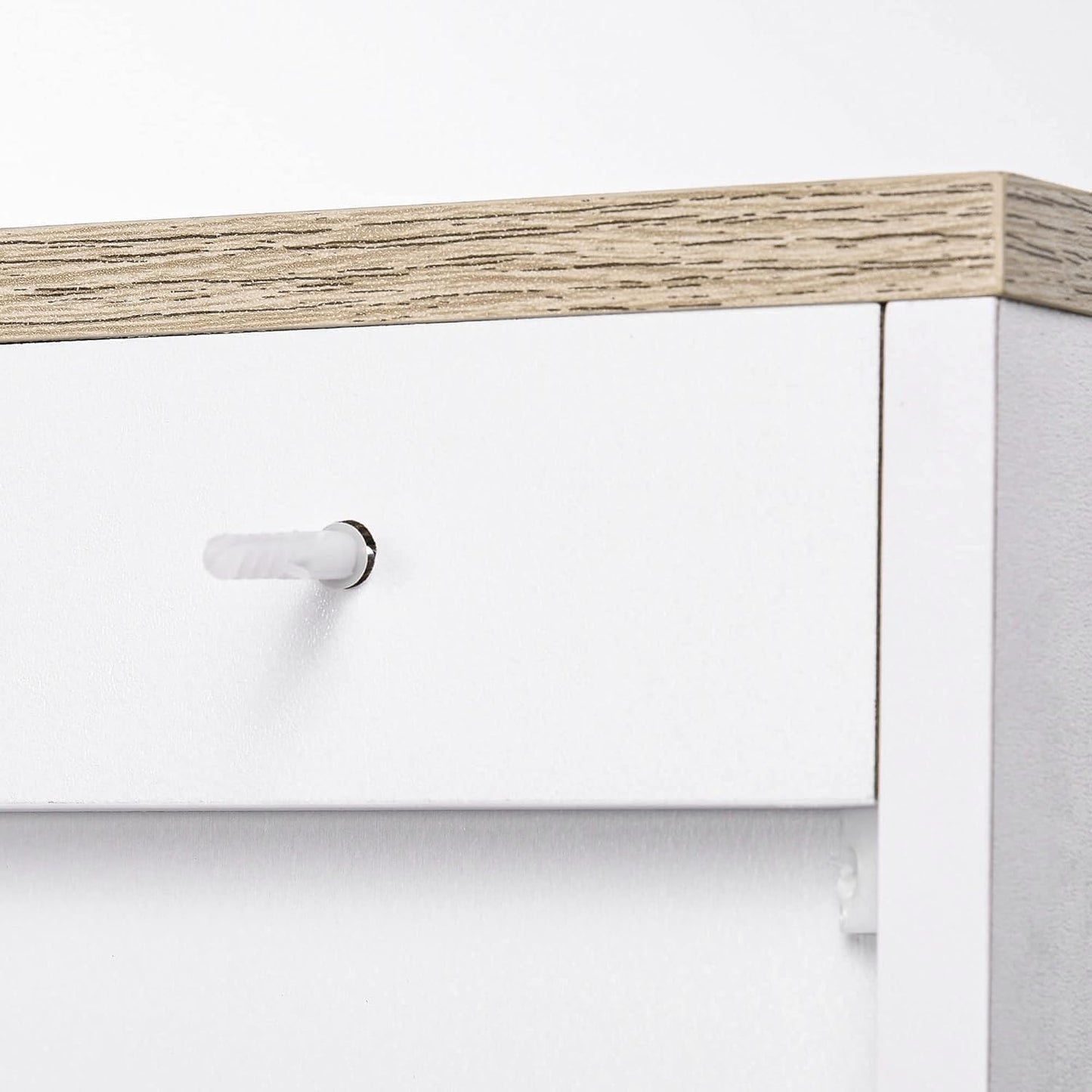 FurniFlex 3-Doors Nordic Style Living Room Sideboard Cabinet with Adjustable Shelves, 90 cm x 30 cm x 90 cm Size, White