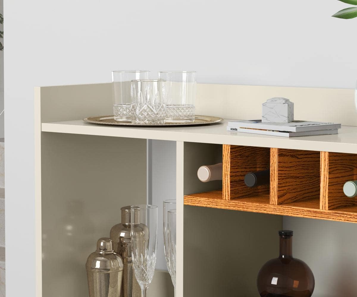 Quality Móveis Sideboard Buffet Corner Cafe Retro Model RUBI Feet Chamfered Toothpick Off White Nature
