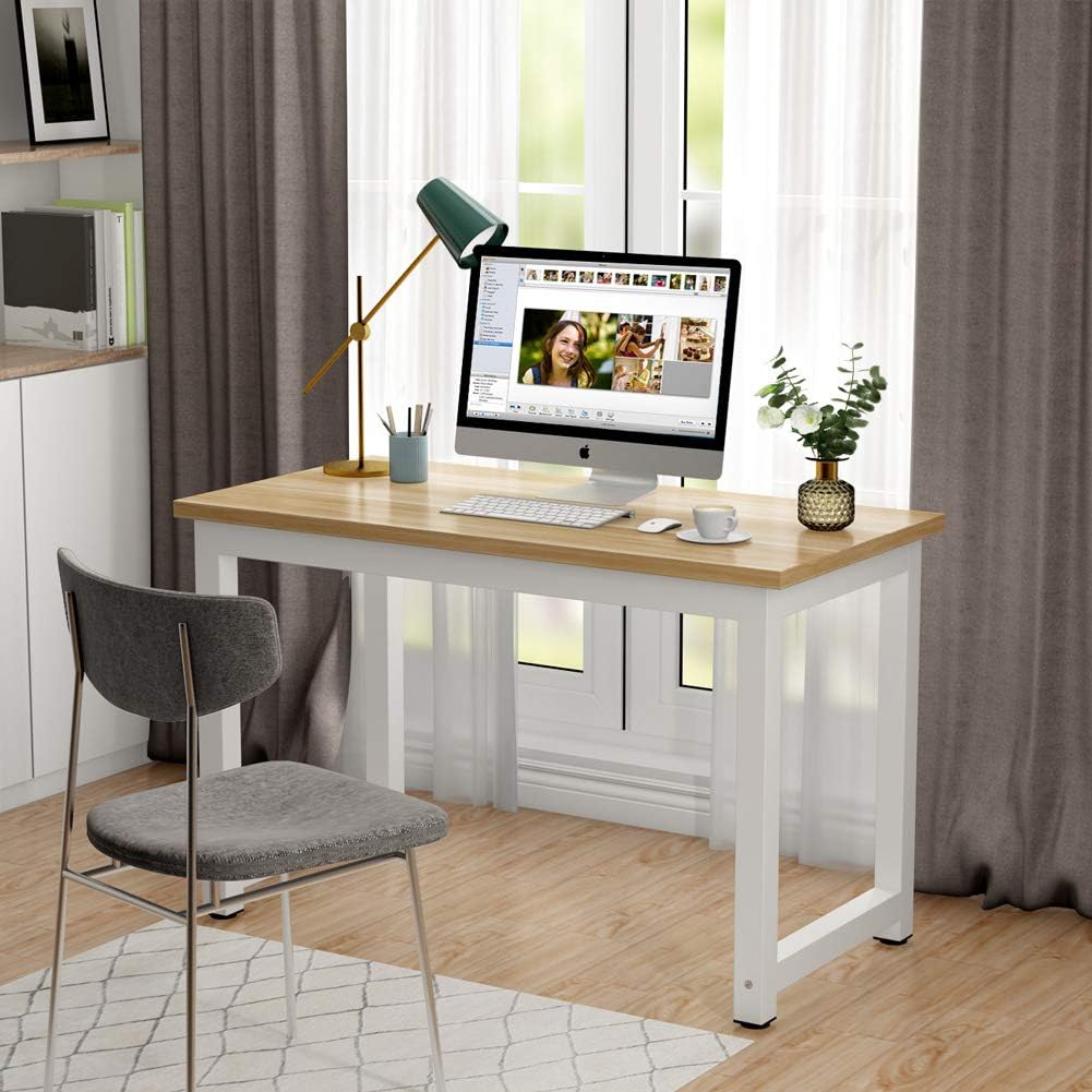 Tribesigns Modern Computer Desk, 63 x 31.5 inch Large Office Desk Computer Table Study Writing Desk Workstation for Home Office, Rustic/Black