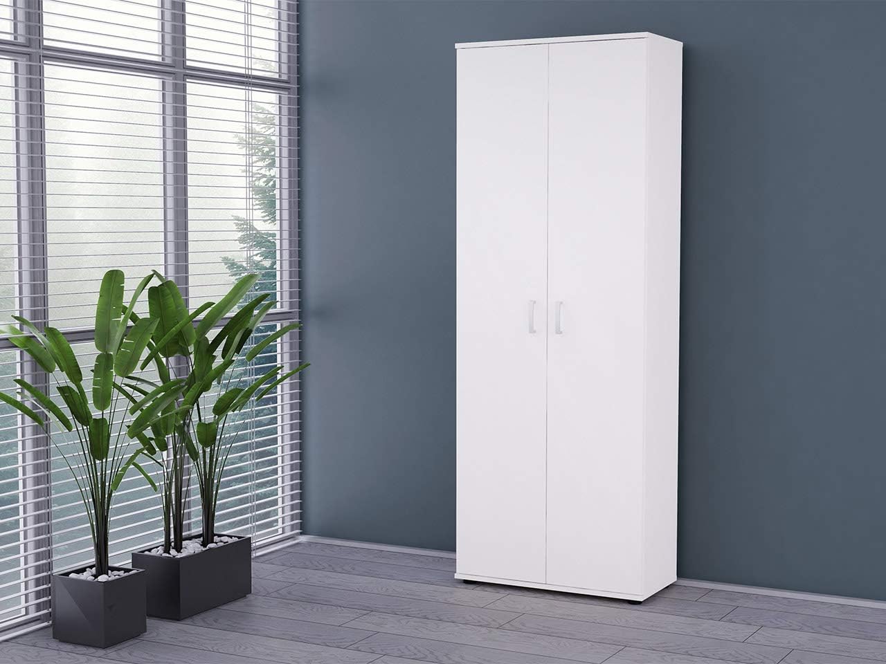 Mirjan24 Terni Wardrobe 2 Door Wardrobe with Insert Panels, Hinged Door Cupboard, Choice of Colours, White, Sonoma (White)