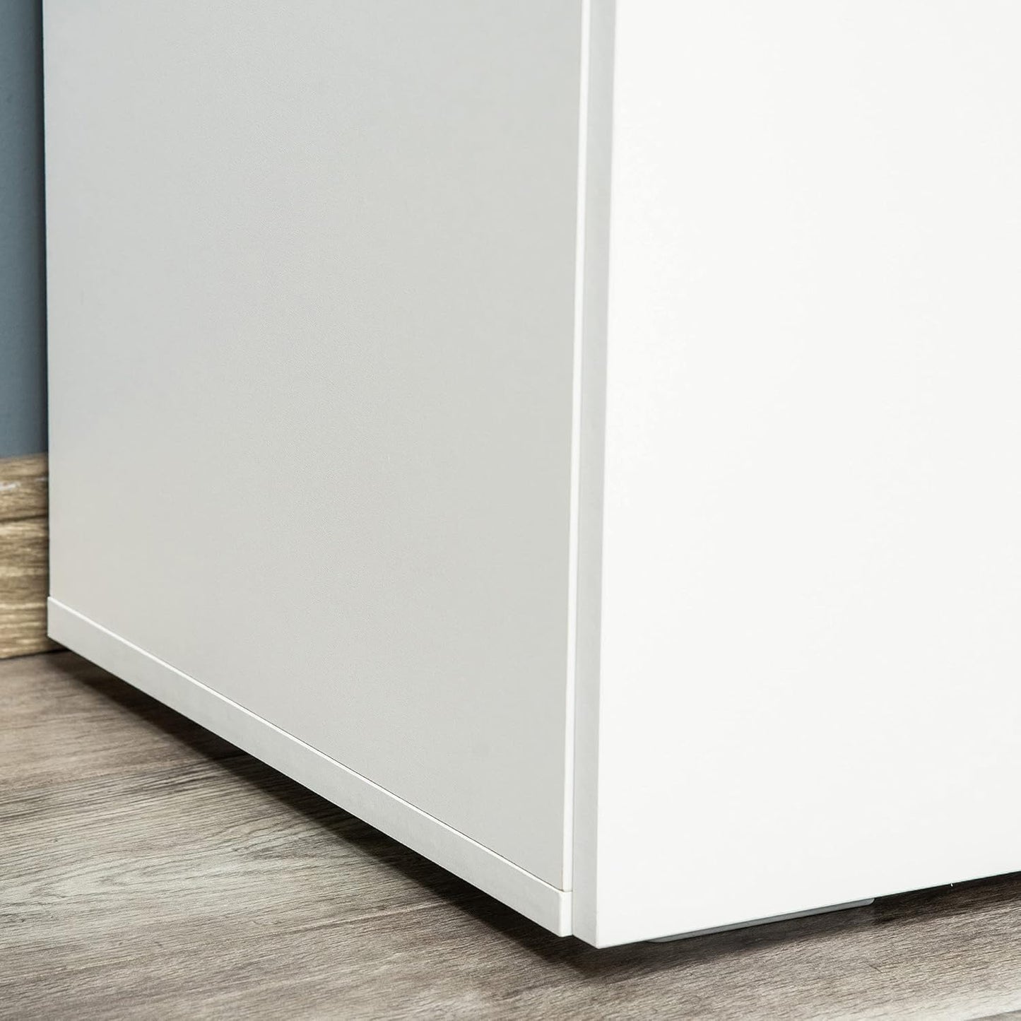 FurniFlex Living Room Sideboard with 2 Doors Auxiliary Wardrobe and 2 Shelves, 70 cm x 39 cm x 70 cm Size, White