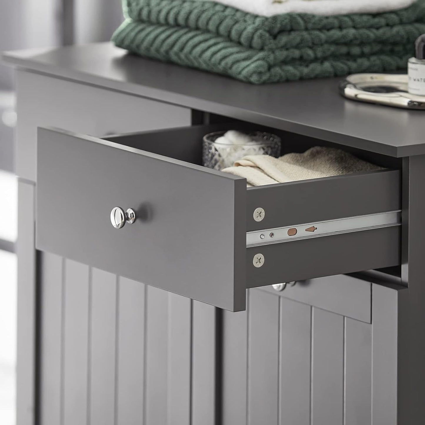 SoBuy BZR33-DG Multifunctional Wardrobe with 2 Baskets and 2 Drawers 78 x 38 x 91 cm, Grey ES