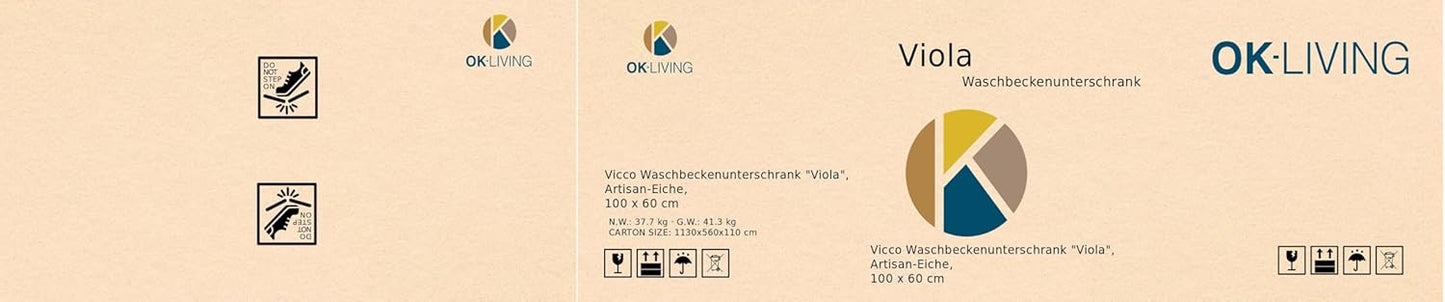Vicco Viola Vanity Unit Hanging Bathroom Cabinet Anthracite Oak