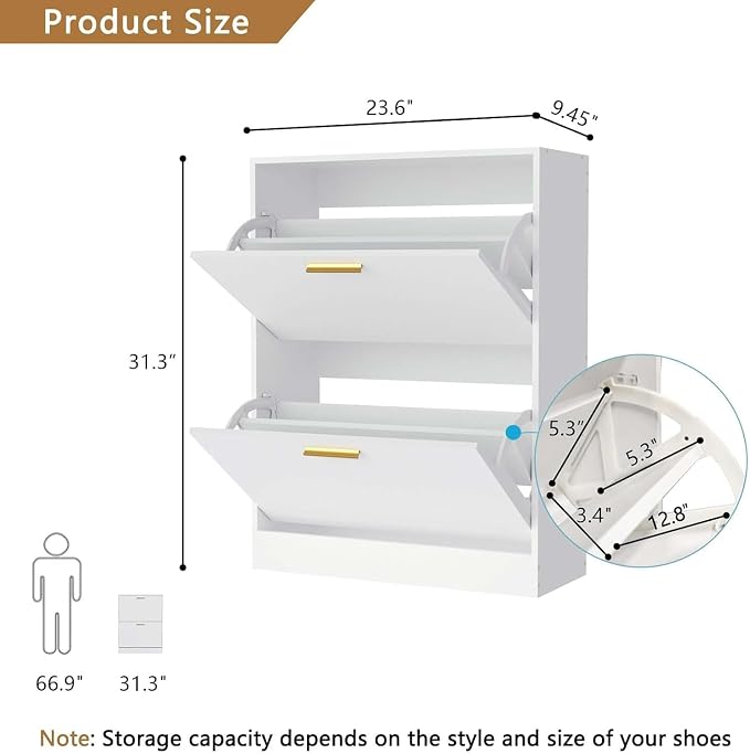 Hidden Shoe Cabinet with 2 Flip Drawers