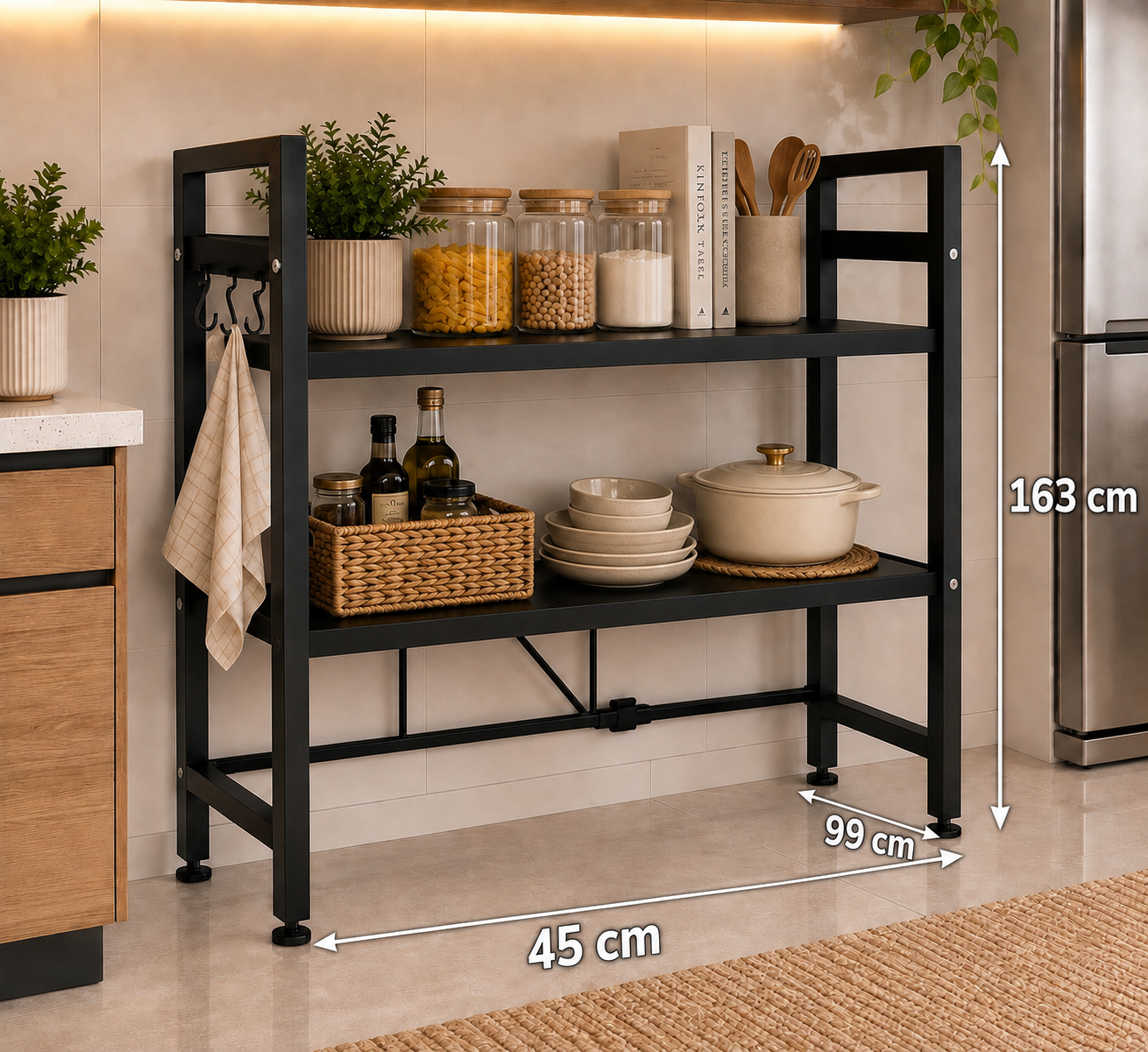 Tier Microwave Oven Rack with 3 Hooks