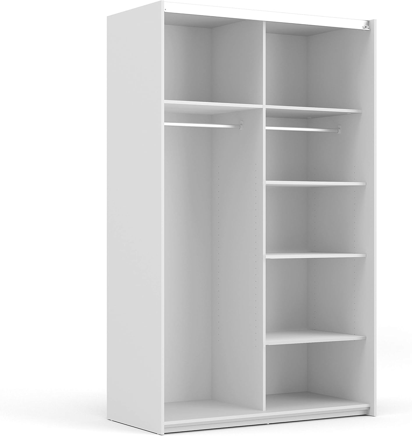 Furniture To Go | Verona Sliding Wardrobe 120cm in White with Oak Doors with 5 Shelves