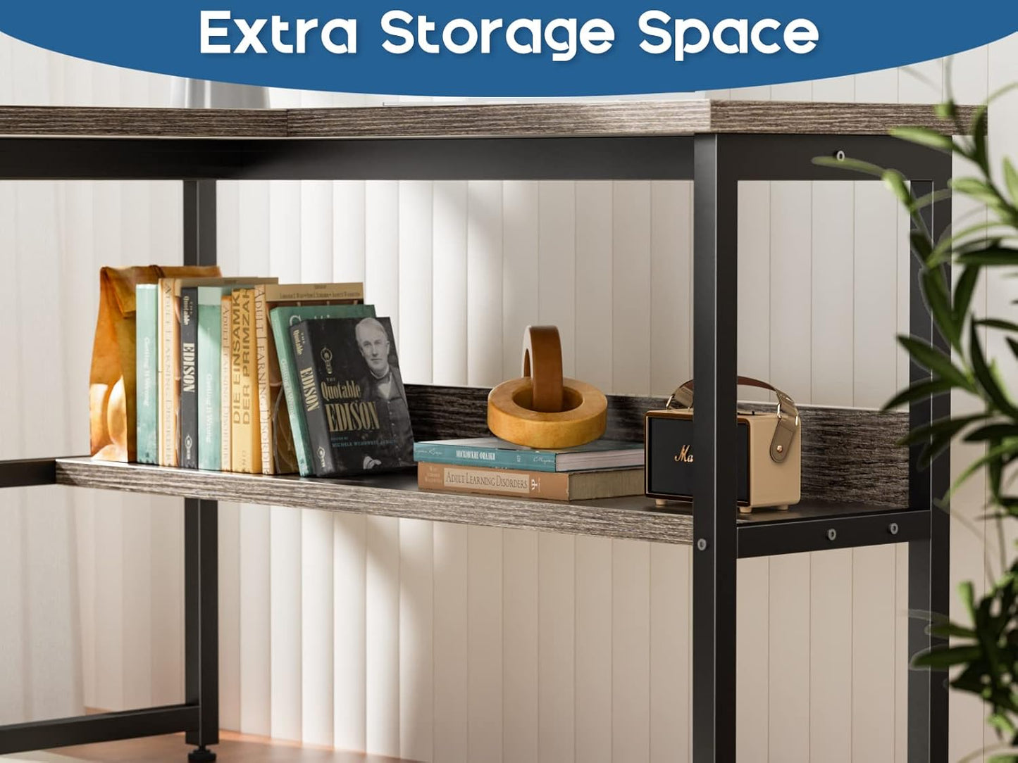 ODK L Shaped Computer Desk, 54" Reversible L Shaped Desk, Corner Computer Desk with Storage Shelves & Monitor Stand, Home Office Desk, Gaming Desk, Corner Desk, Writing Desk, Grey Oak