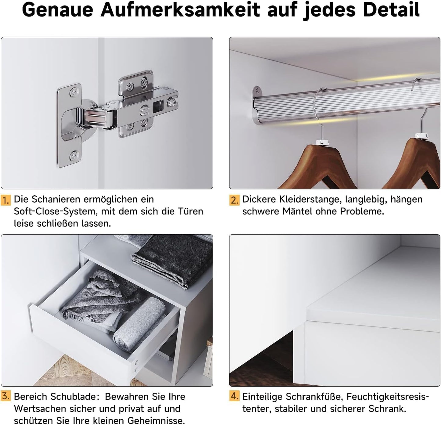 FurniFlex Modern 2-Door Wardrobe with Ample Storage Space, 76 cm x 47 cm x 180 cm Size, White