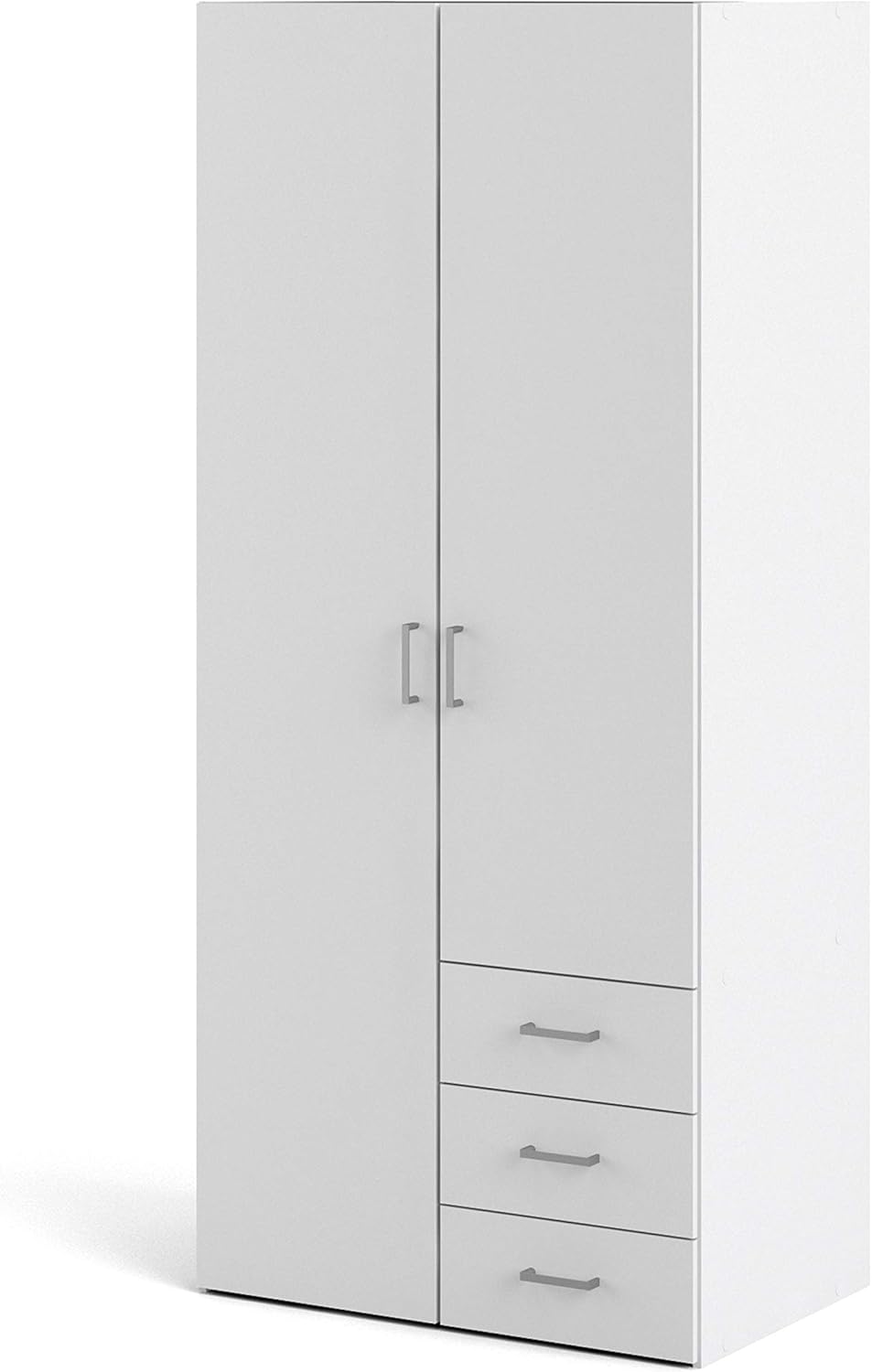 Furniture To Go | Space, Wood, White, Wardrobe with 2 Doors + 3 Drawers