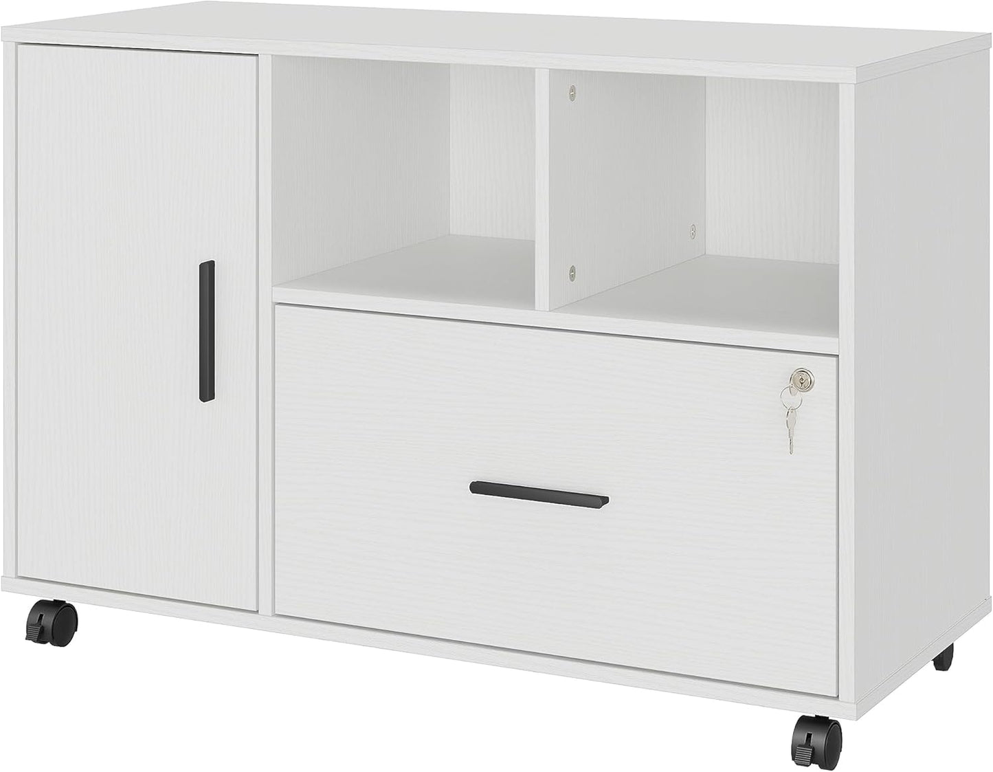 Panana Office File Cabinet with Lock (White)