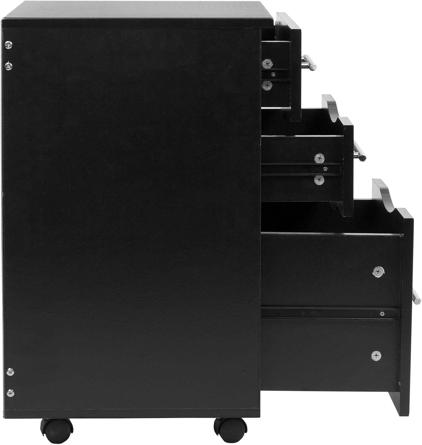 MMT Furniture Designs Ltd Mobile 3 Drawer Pedestal for Office Lockable Under Desk Storage Unit - Black 40 x 44 x 65 (w x d x h)