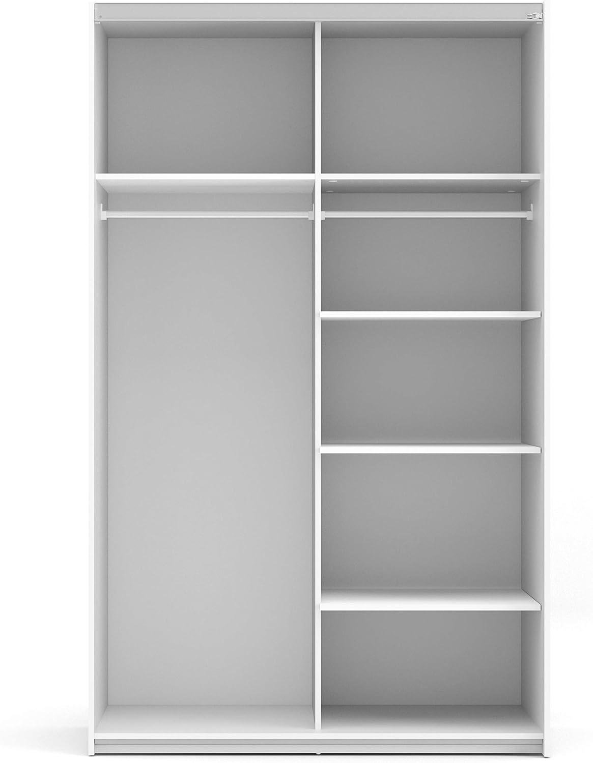 Furniture To Go | Verona Sliding Wardrobe 120cm in White with Oak Doors with 5 Shelves