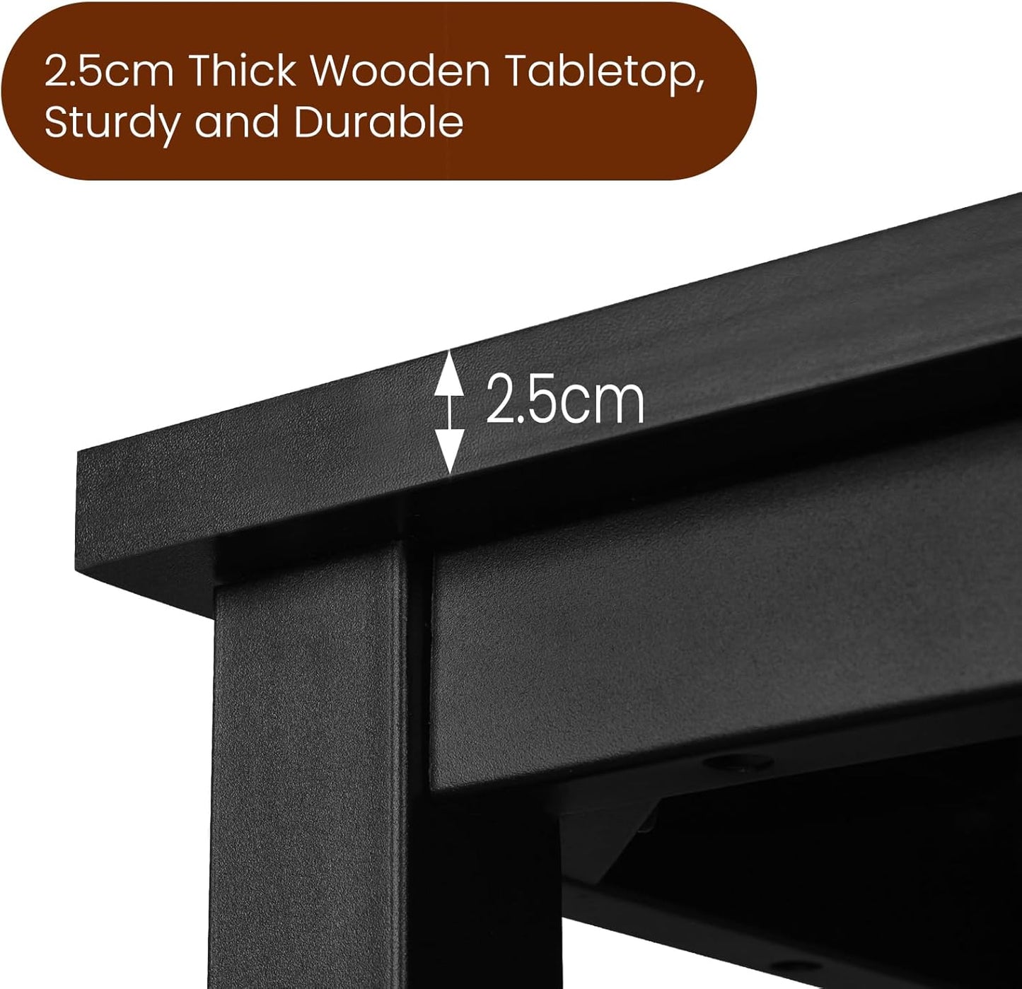 WOLTU Kitchen Bar Table Counter Breakfast Dining Table Black Coffee Table Metal Legs with Footrest for Kitchen Dining Room Conservatory Patio