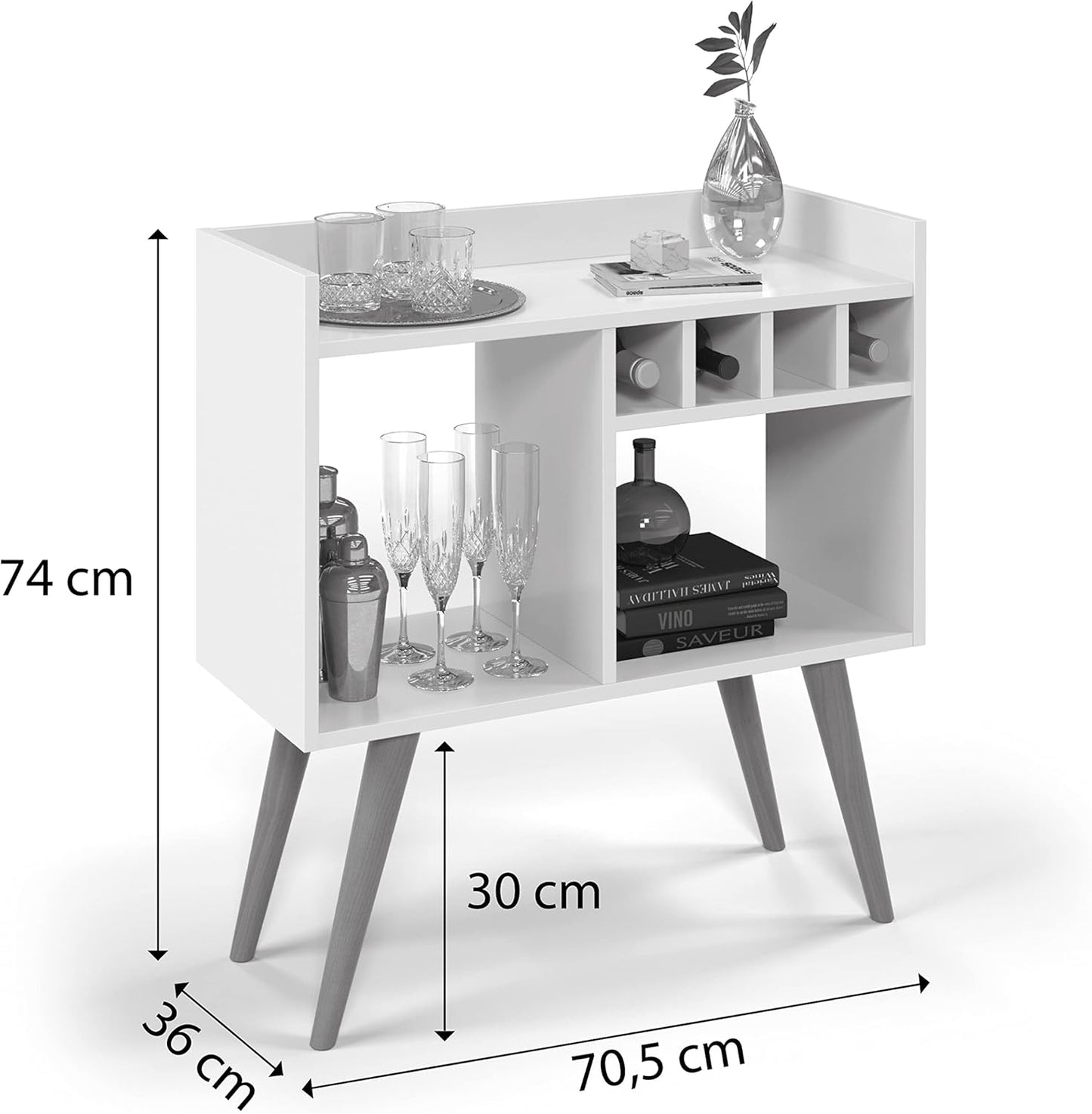 Quality Móveis Sideboard Buffet Corner Cafe Retro Model RUBI Feet Chamfered Toothpick Off White Nature