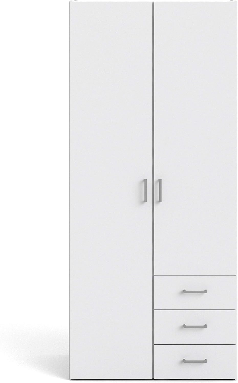 Furniture To Go | Space, Wood, White, Wardrobe with 2 Doors + 3 Drawers