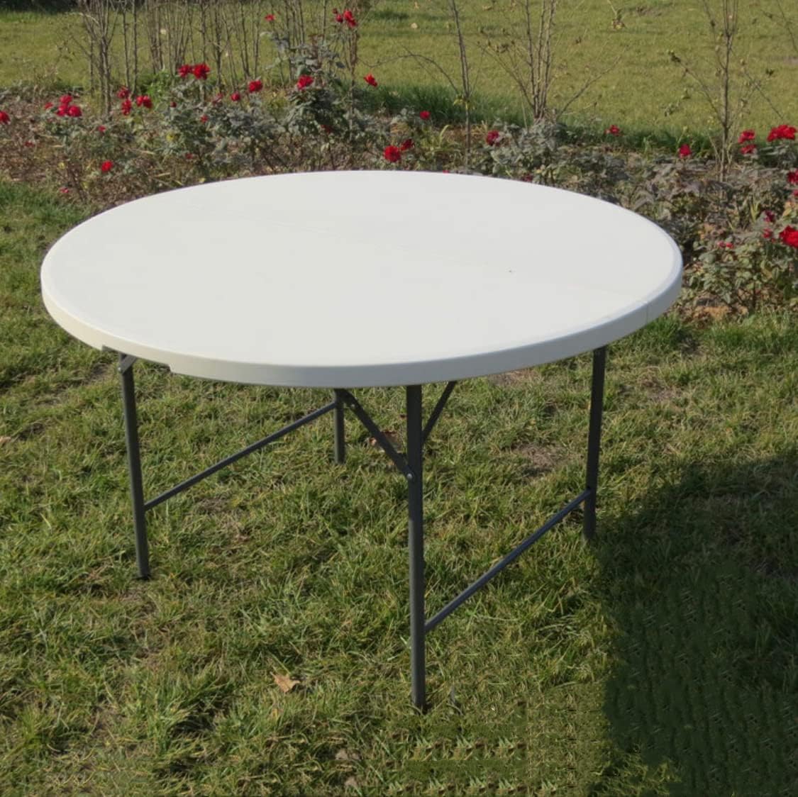 Hanaiette 48'' Portable Round Bi-Fold Granite White Plastic Folding Camping Tables,Foldable Lightweight Table,for Picnic,Garden,Party,Beach..