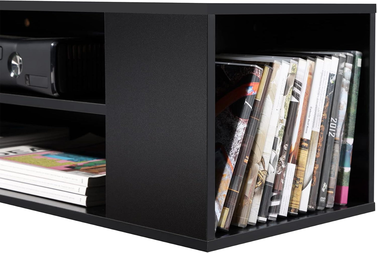 Fitueyes floating tv unit cabinet, wall mounted tv shelf with 4 storages for living room, entertainment center
