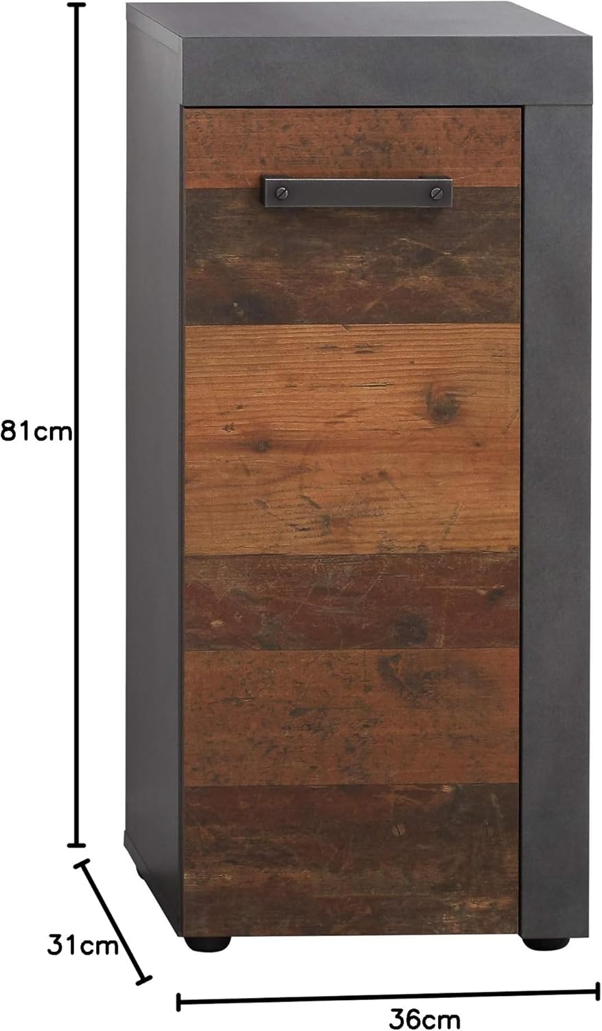 trendteam smart living Indy Bathroom Cabinet 36 x 81 x 31 cm in Front Old Wood, Matera Body and Panel with Lots of Storage Space