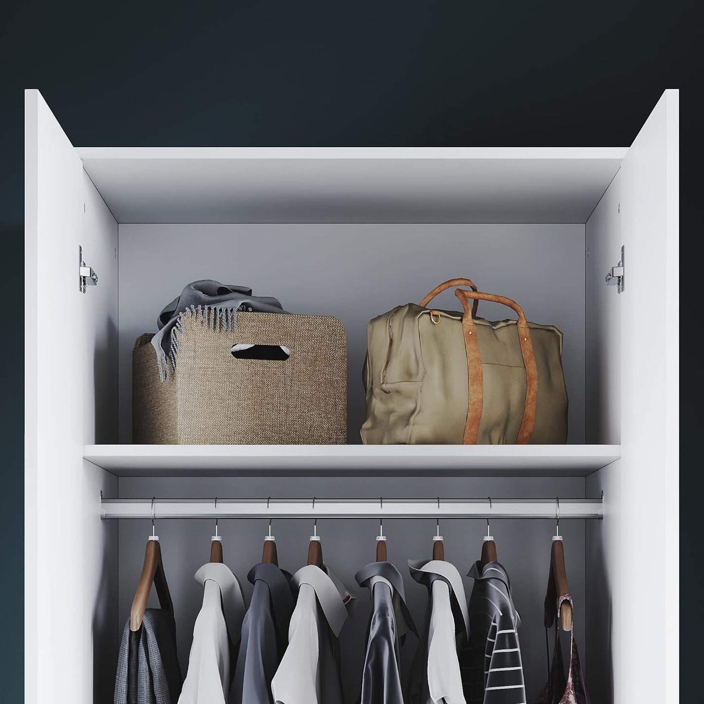 FurniFlex Modern 2-Door Wardrobe with Ample Storage Space, 76 cm x 47 cm x 180 cm Size, White