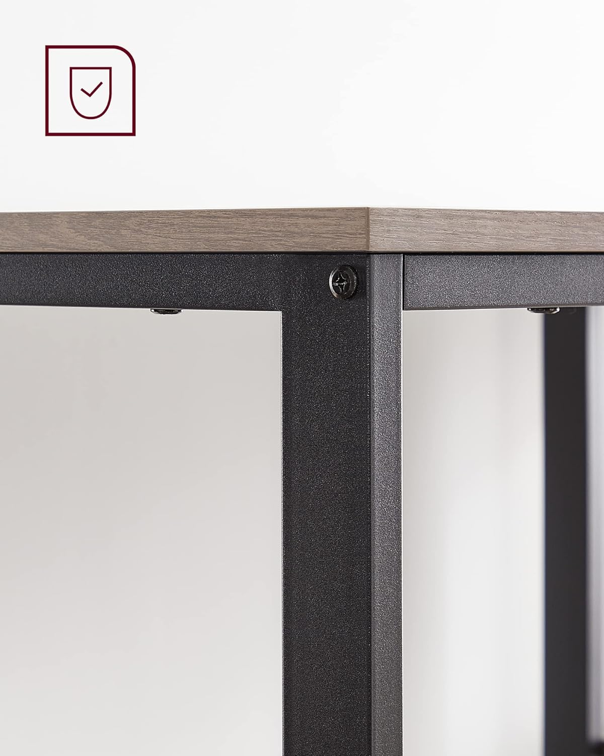Woodx Computer Desk, Writing Desk with 2 Shelves on Left or Right, Work Table for Office Living Room, Steel Frame, Industrial, Greige and Black