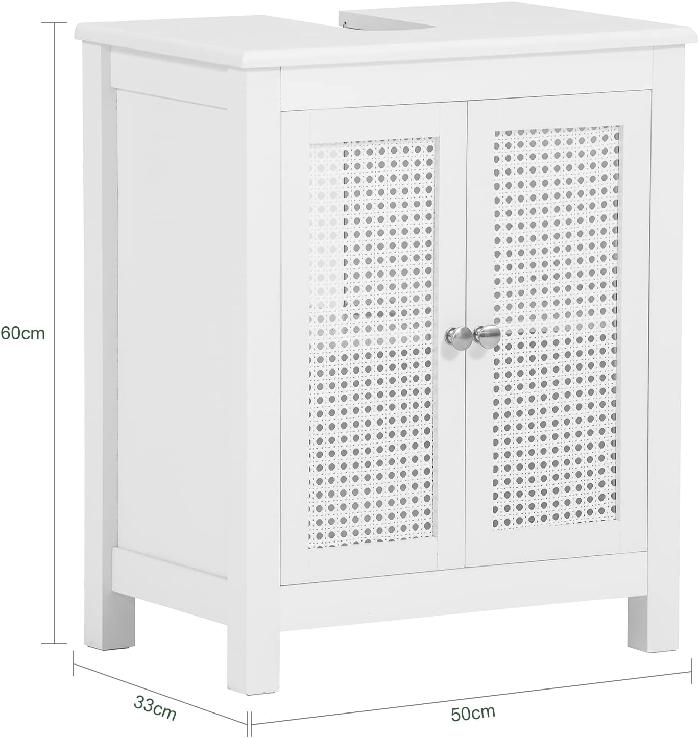 SoBuy BZR35-W Vanity Unit with Grid Look Doors, Bathroom Cabinet, White W x H x D: 50 x 60 x 33 cm