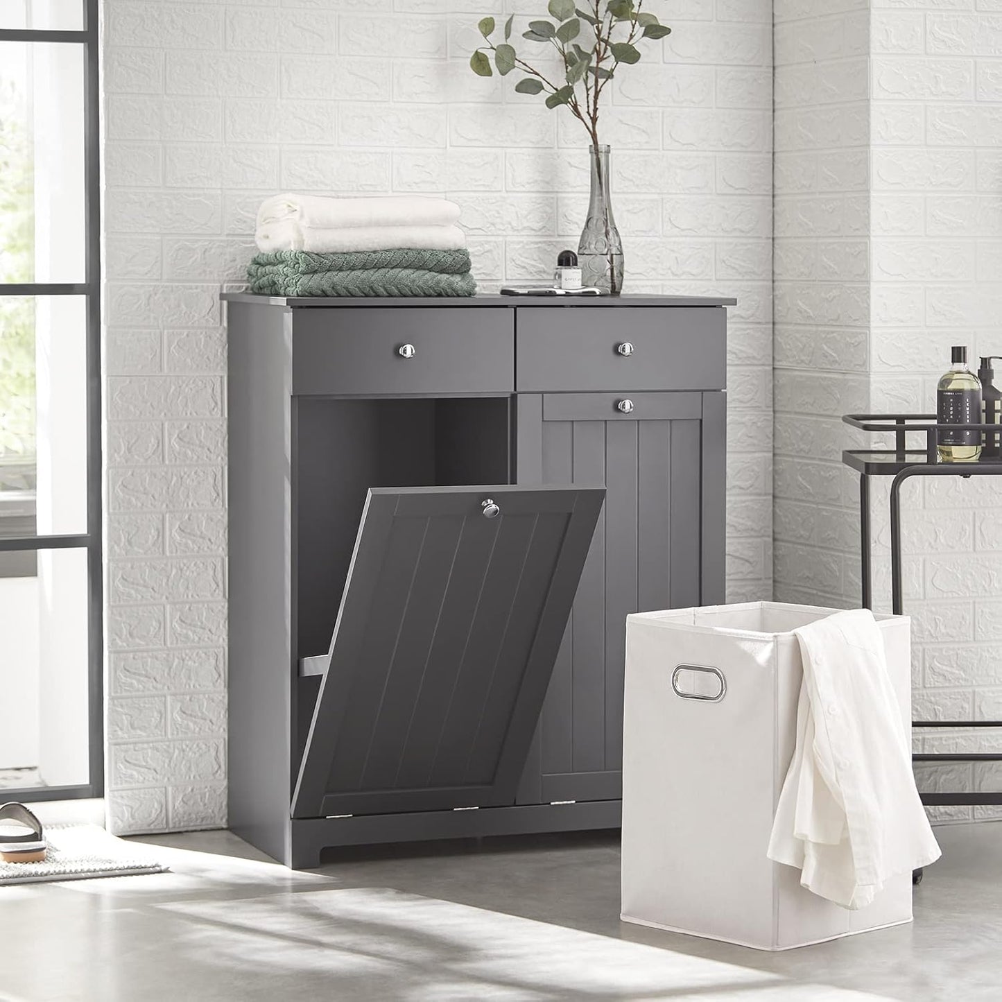 SoBuy BZR33-DG Multifunctional Wardrobe with 2 Baskets and 2 Drawers 78 x 38 x 91 cm, Grey ES