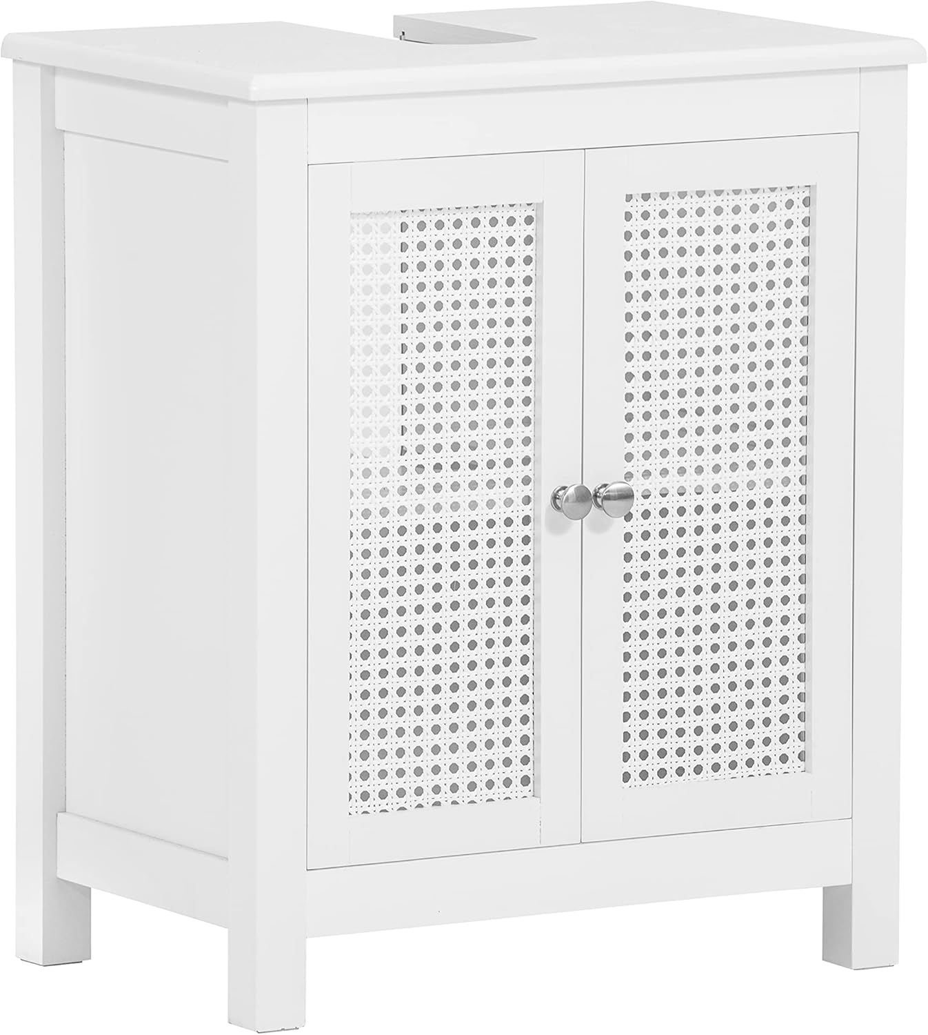 SoBuy BZR35-W Vanity Unit with Grid Look Doors, Bathroom Cabinet, White W x H x D: 50 x 60 x 33 cm