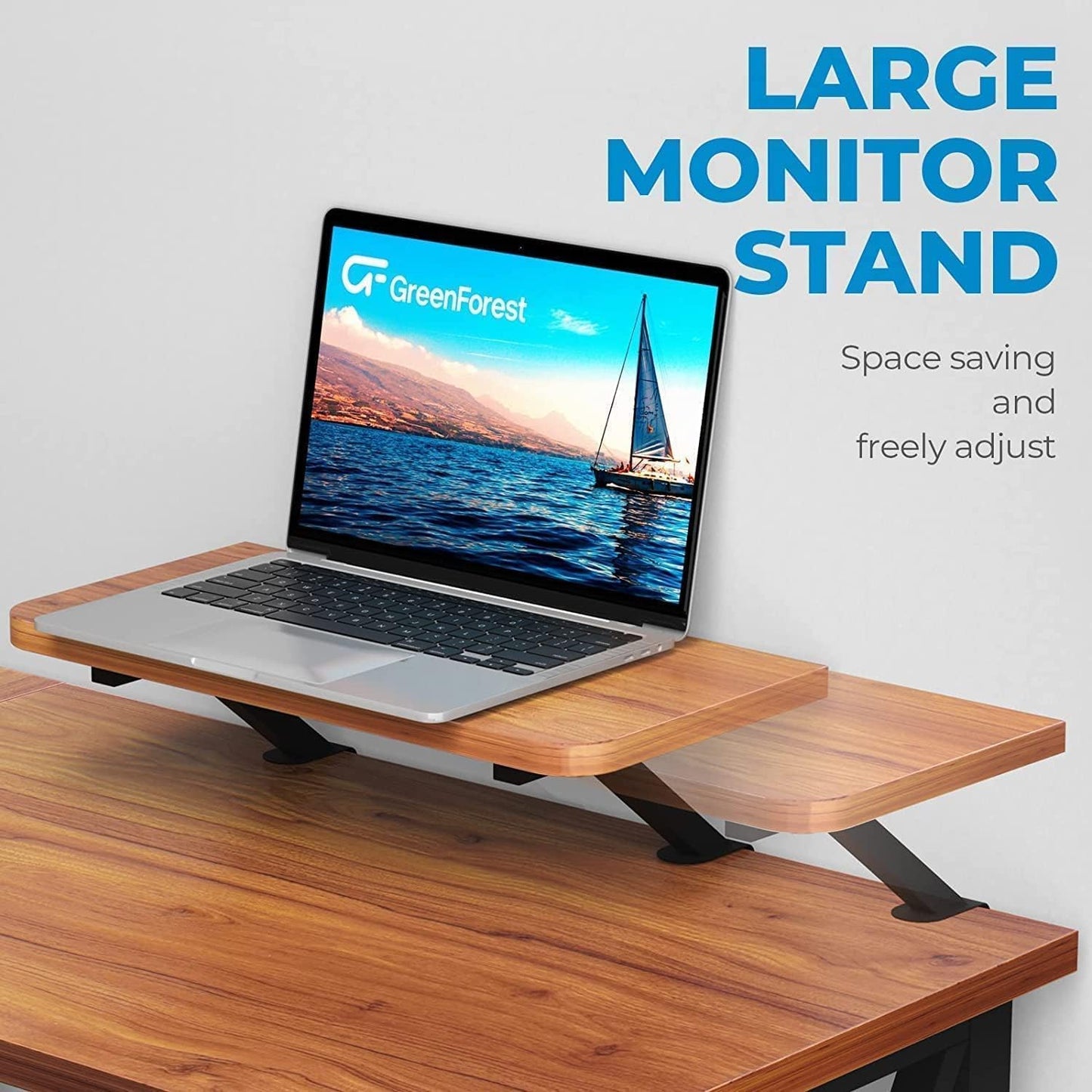 GreenForest L Shaped Desk with 2 Monitor Stand, 50.4 inch Reversible Corner Computer Desk for Home Office Study Gaming Workstation Crafting Table for Small Spaces, Easy Assembly, Walnut