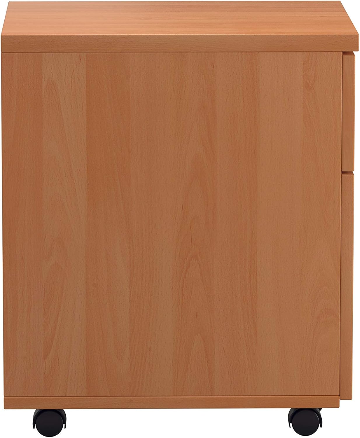 Office Hippo Heavy Duty 2 Drawer Mobile Pedestal Filing Cabinet with Anti-Tilt Mechanism & Lockable Office Storage, 5 Year Warranty - Beech