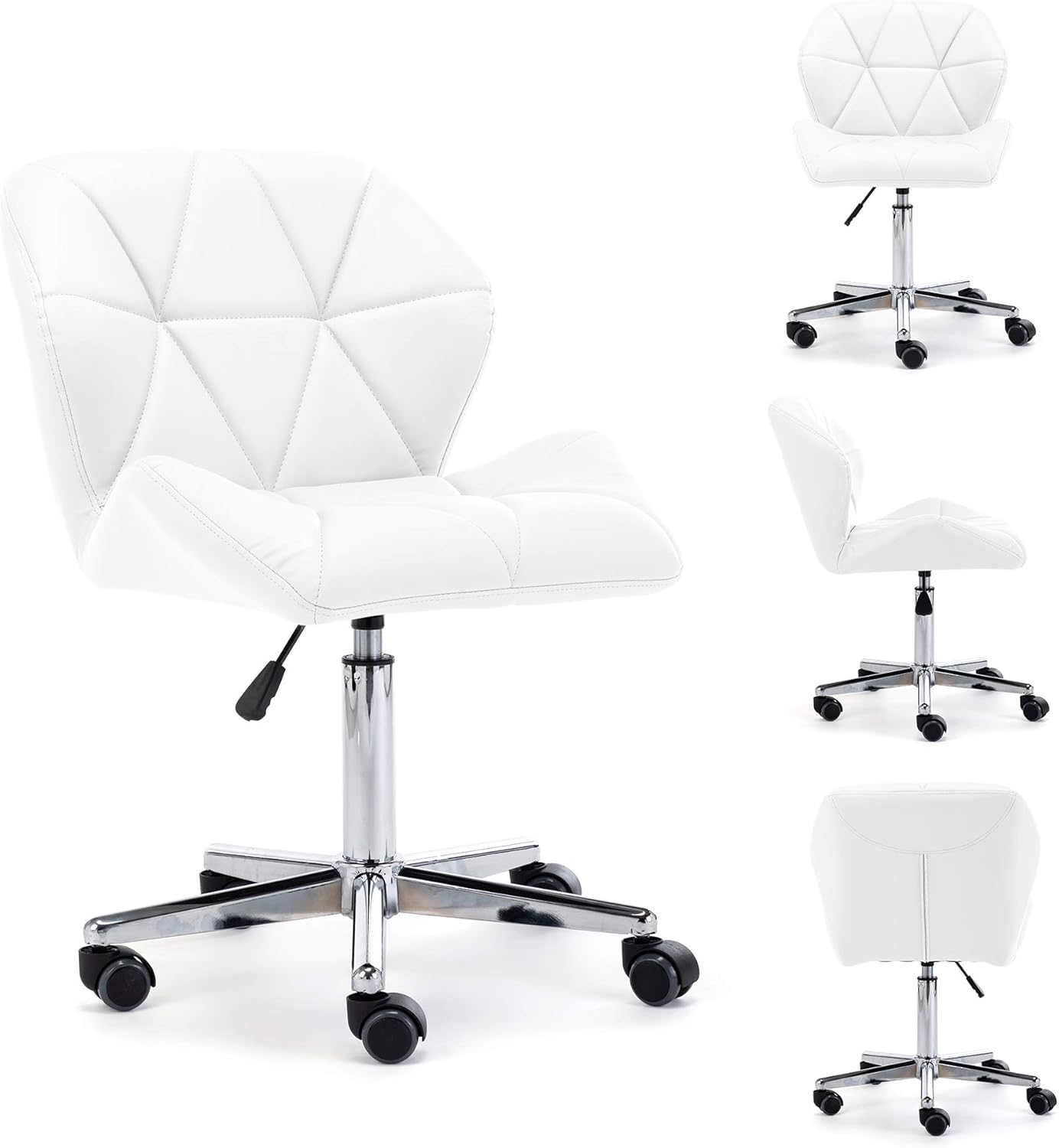 HNNHOME® Modern Uranus Padded Swivel Faux Leather Computer Desk Office Chair White