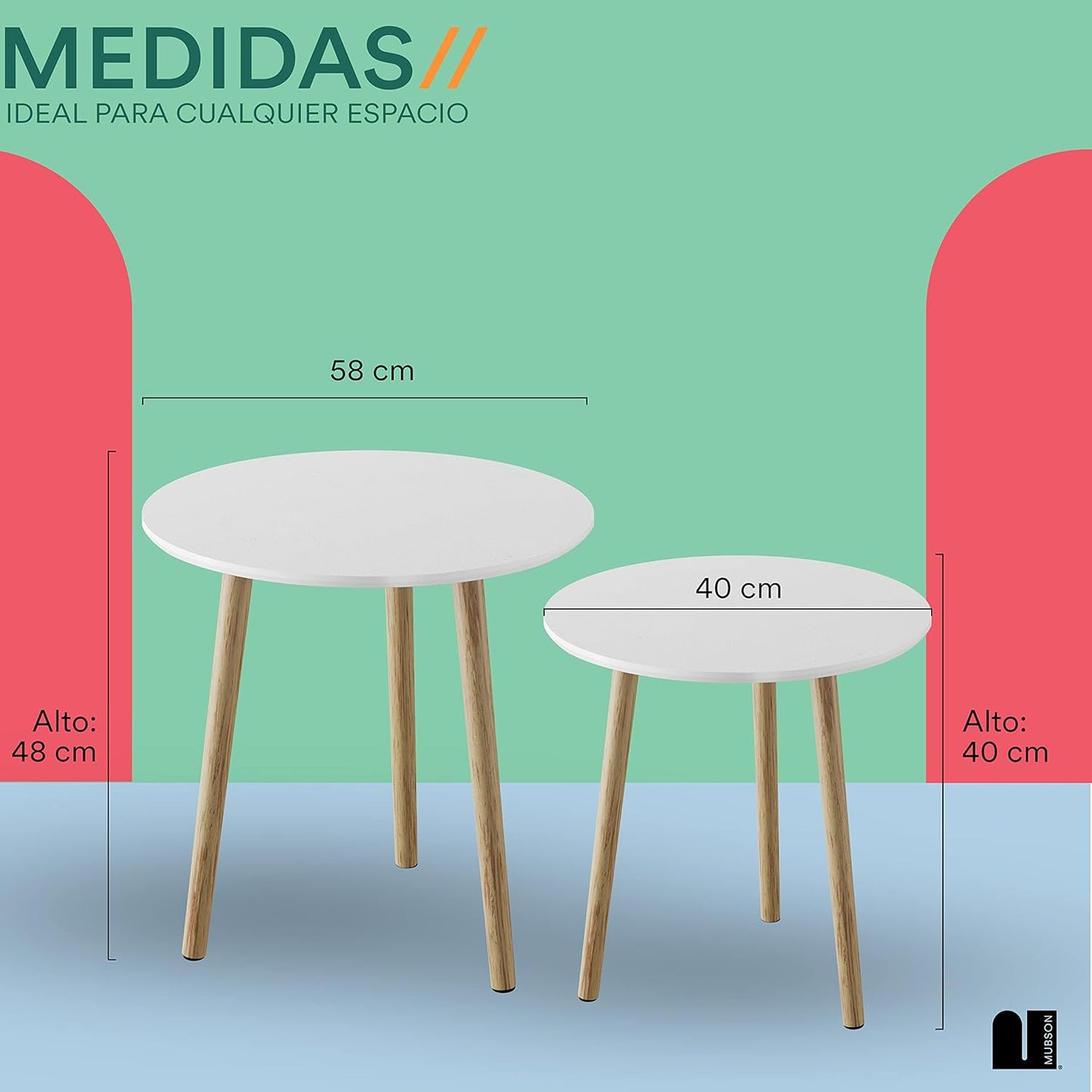 MUBSON Set of 2 Calisto Minimalist Coffee Tables | 48 x 48 cm | Coffee Table for Living Room Decoration | Bedside Table | Buro for Bedroom | MDF Wood Side Tables | Nesting Table