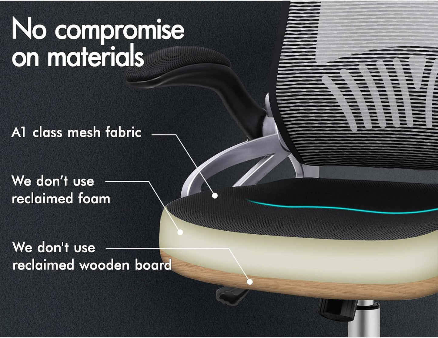 ALFORDSON Ergonomic Office Chair, Desk Chair with Adjustable Headrest, Armrests, Swivel Chair with Rocker Function, Higher Backrest, 180 kg Load Capacity, Black
