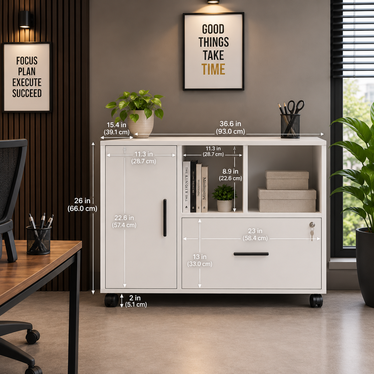 Modern White Home Office Storage Cabinet