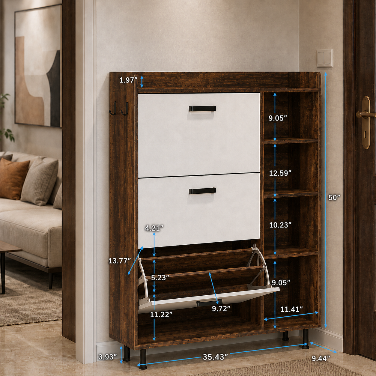 Flip Drawers Shoe Storage Cabinet