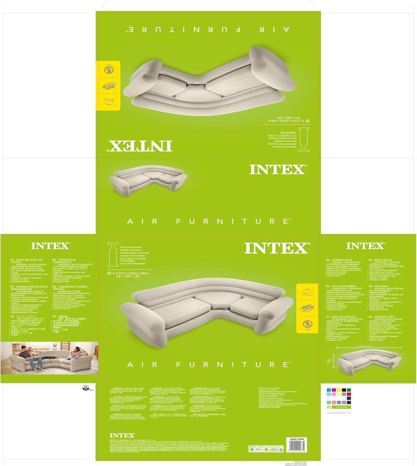 Intex | Corner Couch Sofa | Modern | L-Shape | 68575NP | ?257 * 203 * 76 cm | Ivory