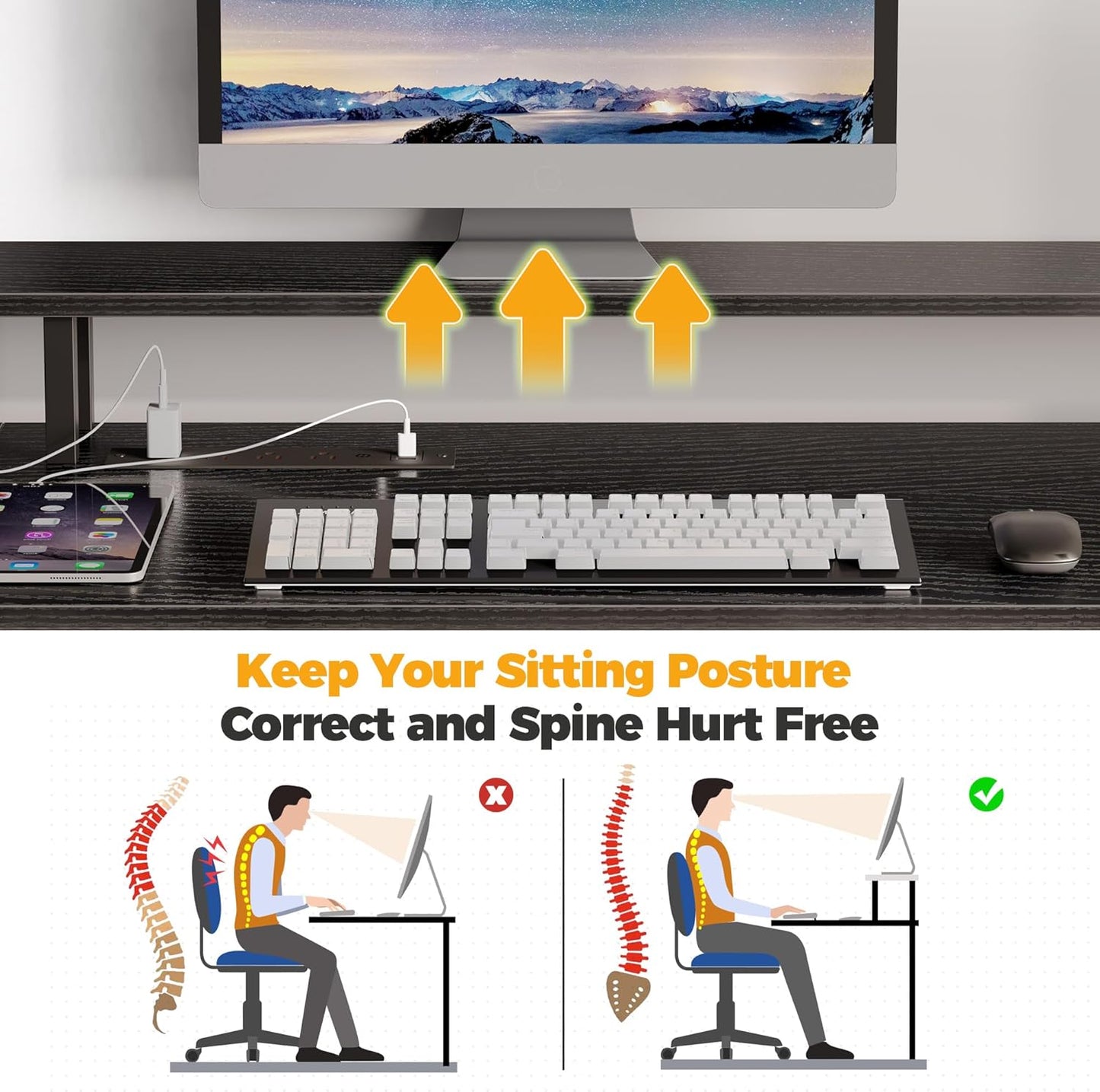 Rolanstar Computer Desk L Shaped 59'' with LED Lights and Power Outlets, Reversible L Shaped Gaming Desk with Monitor Stand, Home Office Desk with Storage, Desk with USB Port and Hook, Black