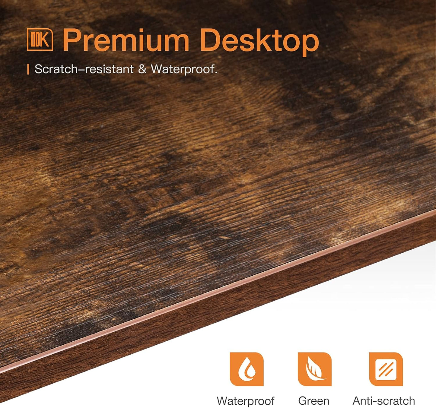 ODK Corner Desk Space Saving Small Desk with Sturdy Steel Frame, Computer Desk with Monitor Stand for Small Space, Easy Assembly Triangle Vanity Desk with Durable Wooden Desktop, Vintage