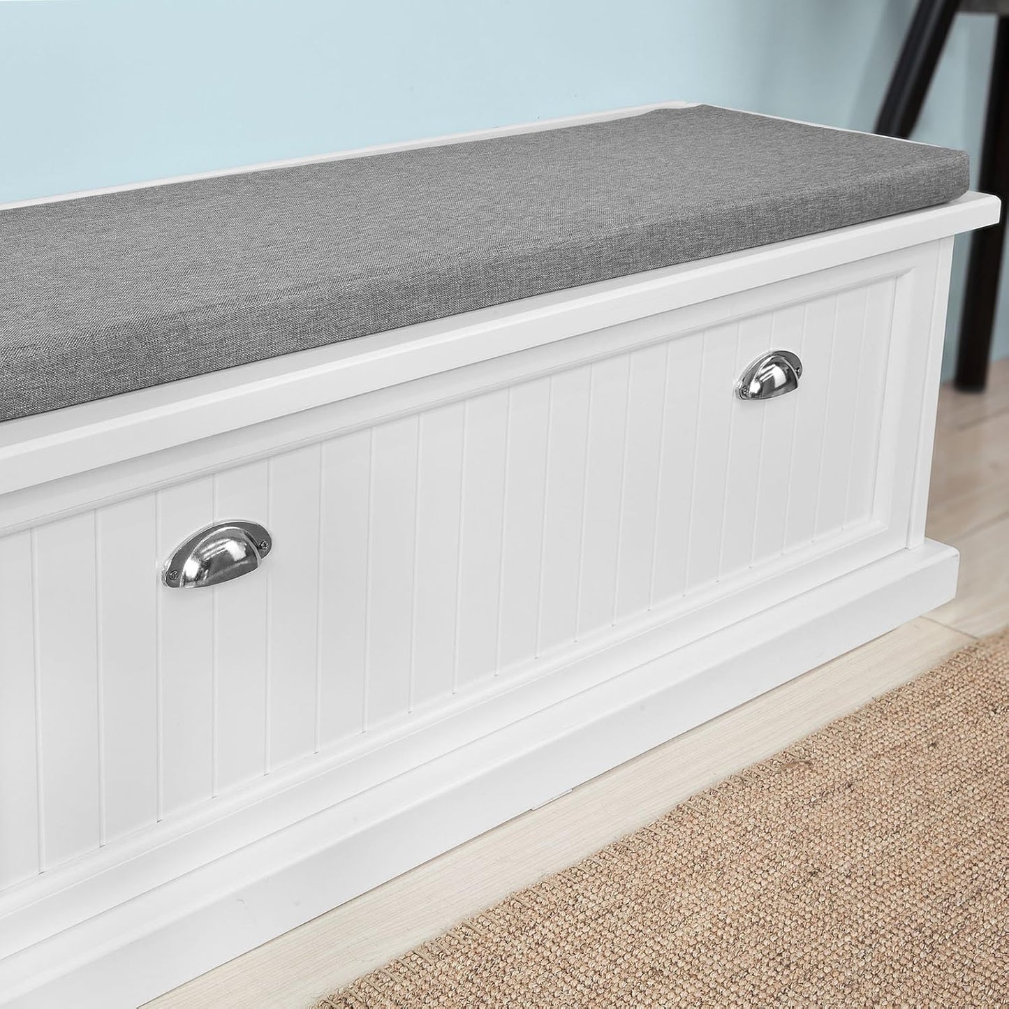 FurniFlex FSR41-W Container Bench with One Large Wardrobe and Cushion, 105 cm Length