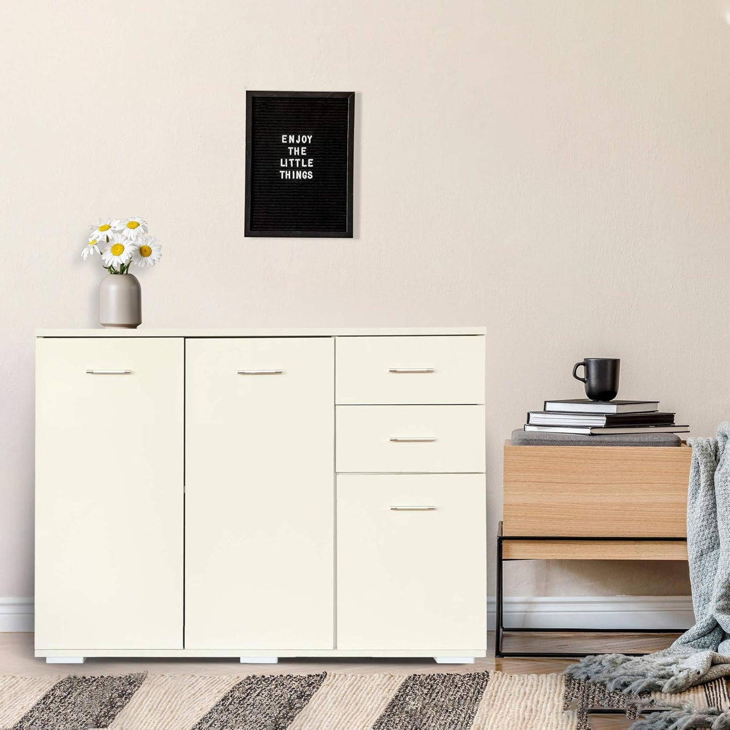 YJGET Mobile File Cabinet with 3 Drawers,Office Cabinet with Lock & Wheels for Storage A4,Letter,File Folders,Wood Storage Filing Cabinet for Home Office,White